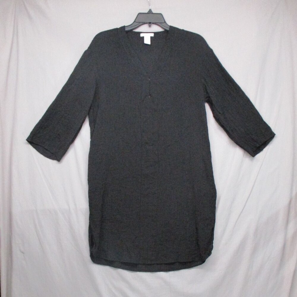 H & M‎ Whichy Goth Grunge 3/4 Sleeve V-Neck Tunic Dress Black Women Size | 6